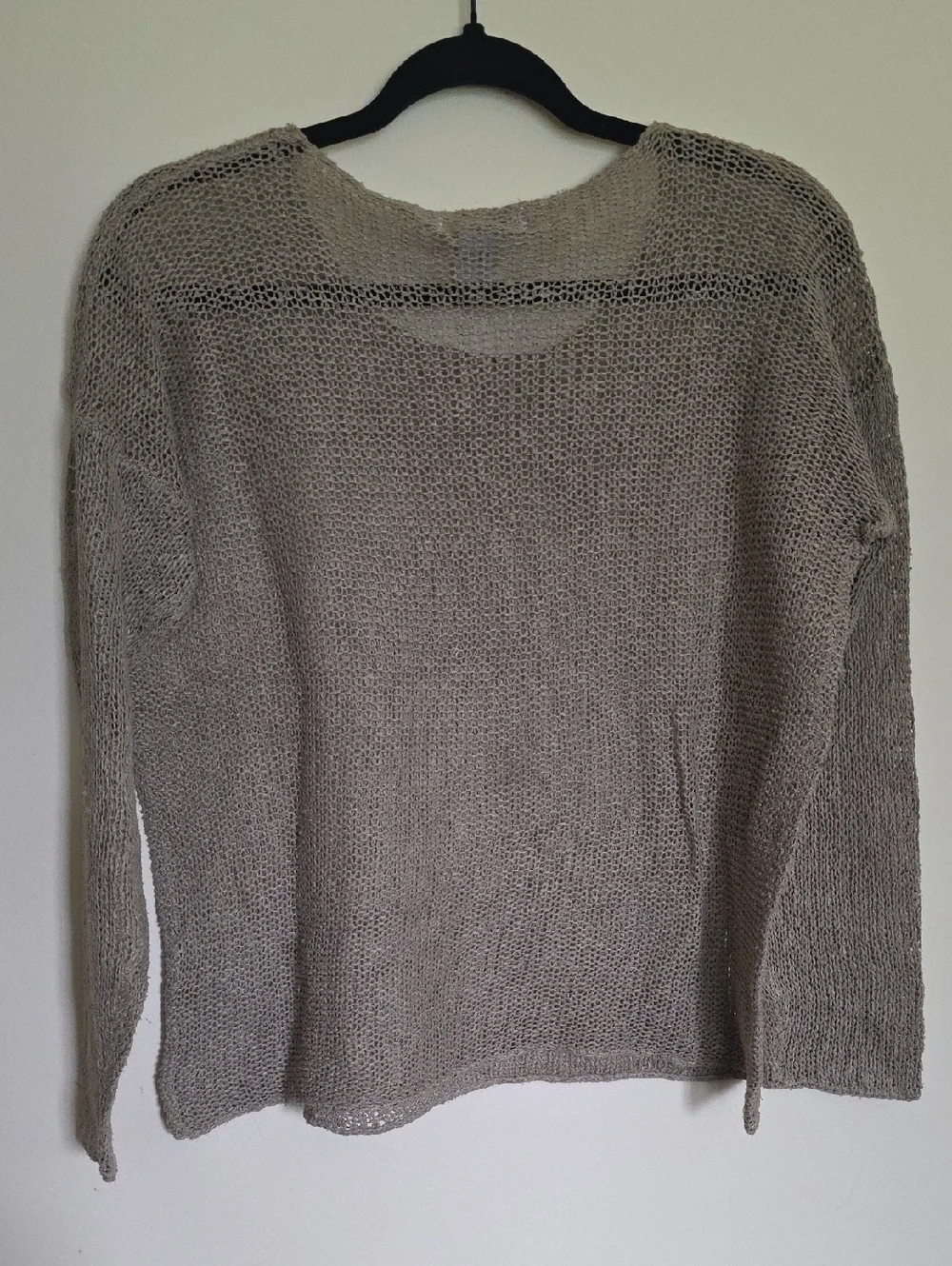 Express Open-Weave Crewneck Silk Sweater in Taupe